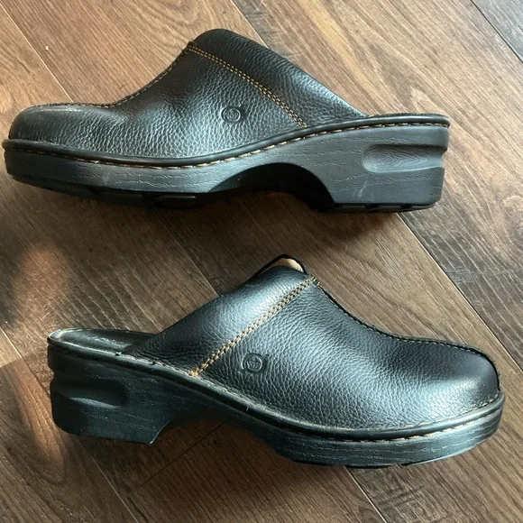 Born Black Leather Clog Mule Slip On Comfort Shoes Womens 10 M Eclectic Grandpa - Picture 4 of 8